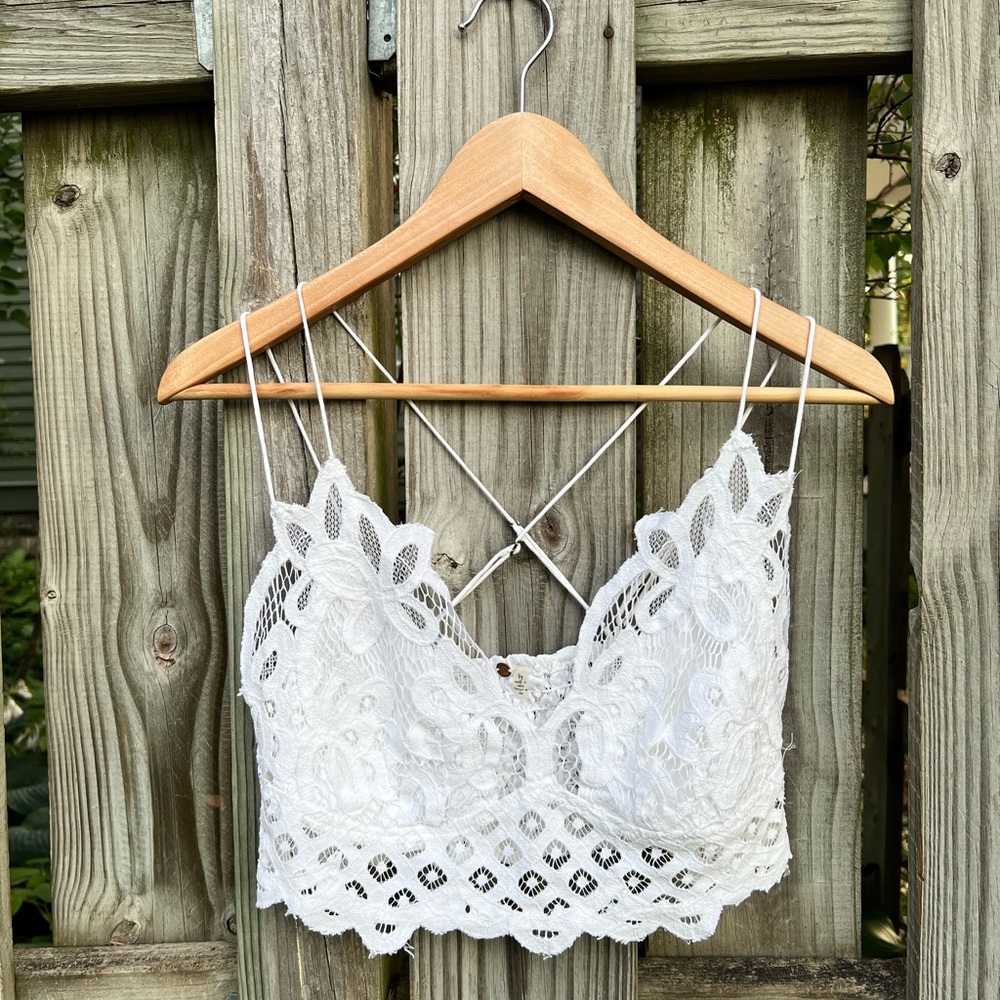 Free People White Adela Bralette